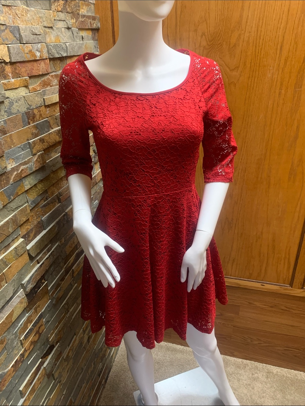 Rue21 Red Lace Mini Dress with Scoop Neck